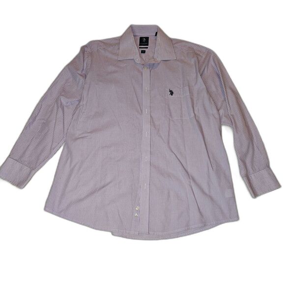 Ralph Lauren Purple and White Striped Shirt Size 17.5 34/35 - Picture 1 of 12
